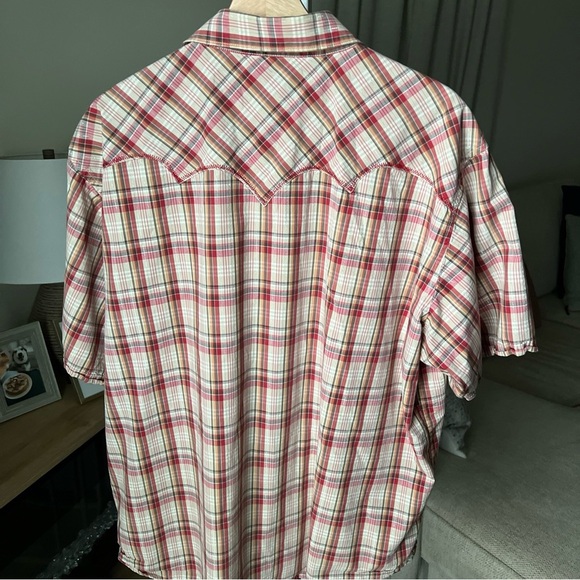 Wrangler Men’s S/S Snap Closure Red/white/orange/silver Plaid Shirt Size XL - Picture 10 of 15